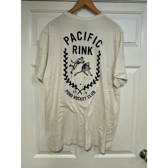 Pacific‎ Rink Pond Hockey Club Graphic T-Shirt Short Sleeve Mens 2XL White black - Picture 1 of 6